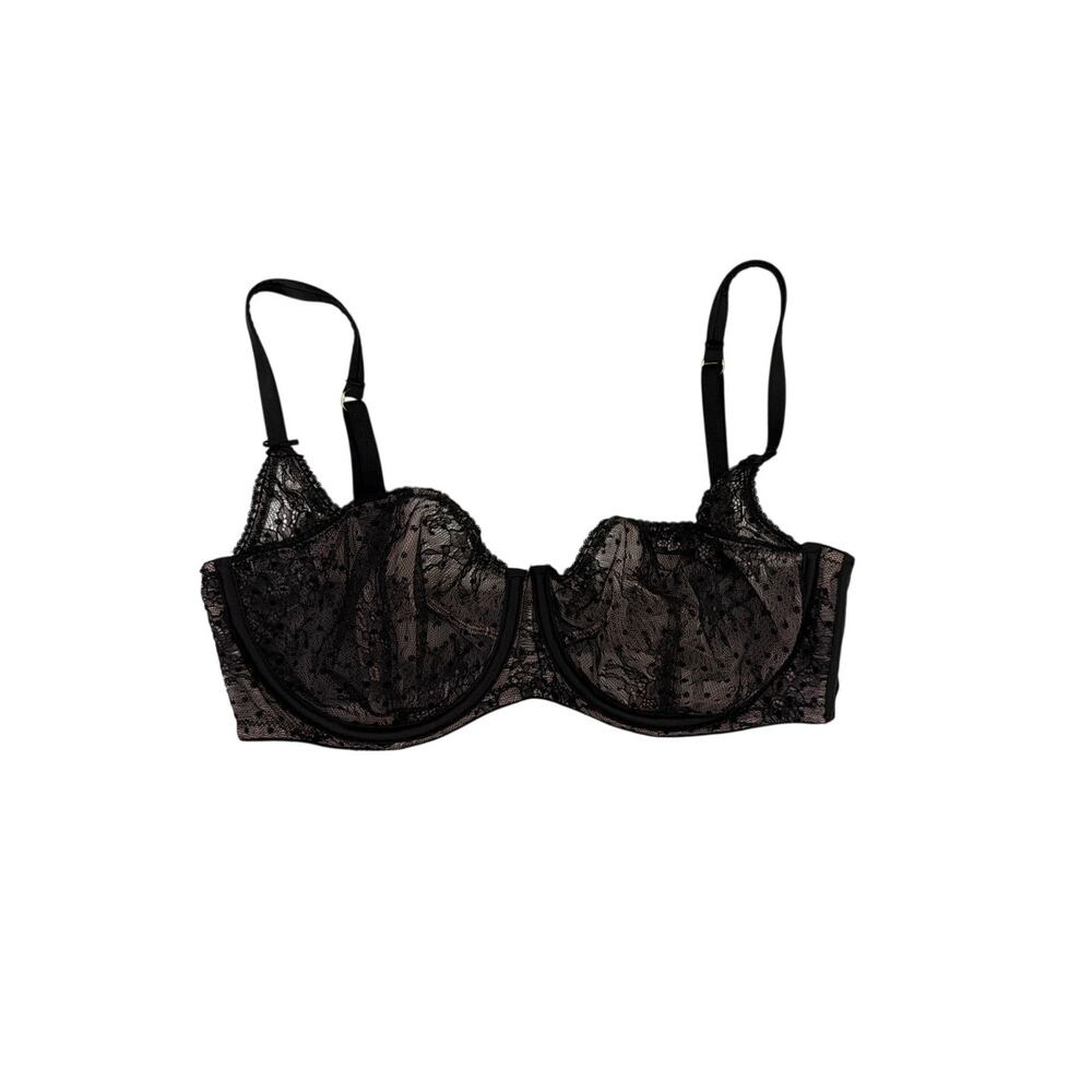 Victoria's Secret Dream Angels Balconette Demi Cup Bra Black Lace 34DD